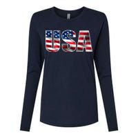 USA Flag Team Logo Womens Cotton Relaxed Long Sleeve T-Shirt