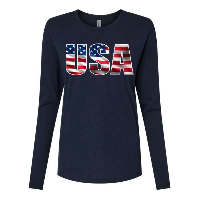 USA Flag Team Logo Womens Cotton Relaxed Long Sleeve T-Shirt