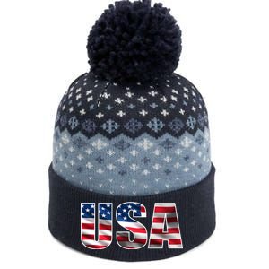 USA Flag Team Logo The Baniff Cuffed Pom Beanie