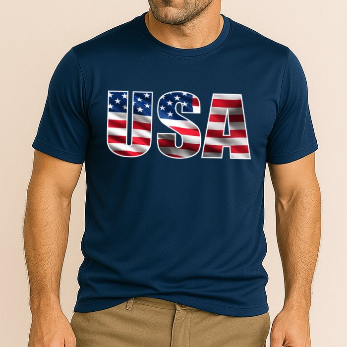 USA Flag Team Logo Cooling Performance Crew T-Shirt