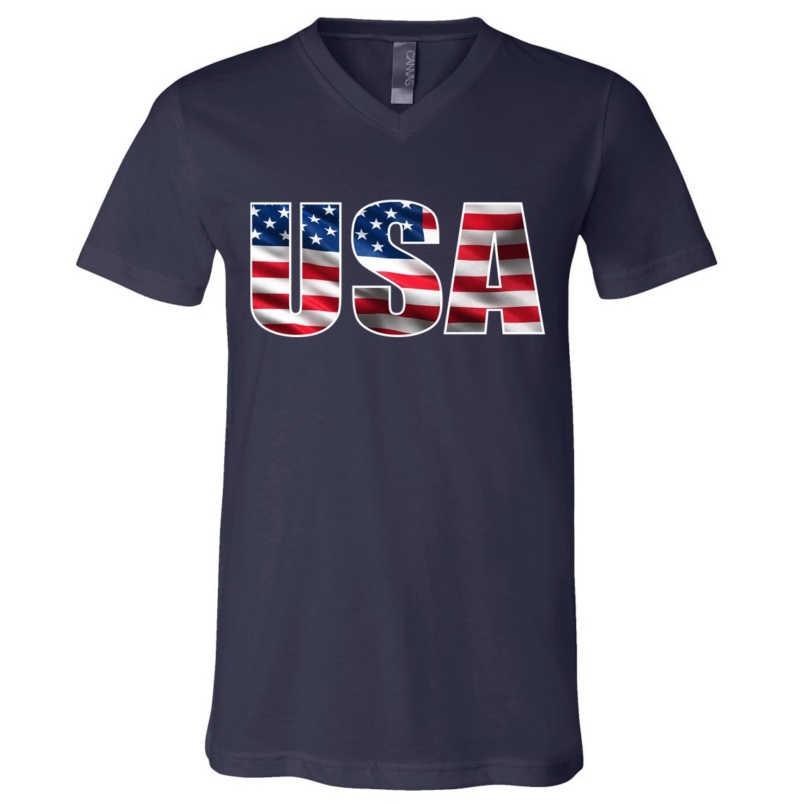 USA Flag Team Logo V-Neck T-Shirt