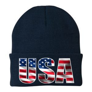 USA Flag Team Logo Knit Cap Winter Beanie