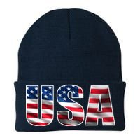 USA Flag Team Logo Knit Cap Winter Beanie