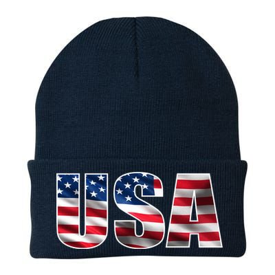 USA Flag Team Logo Knit Cap Winter Beanie