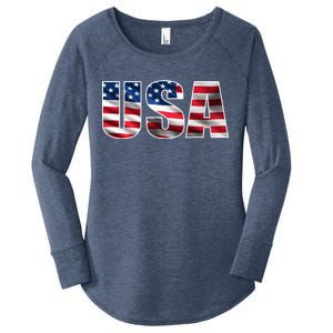 USA Flag Team Logo Women's Perfect Tri Tunic Long Sleeve Shirt