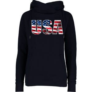 USA Flag Team Logo Womens Funnel Neck Pullover Hood