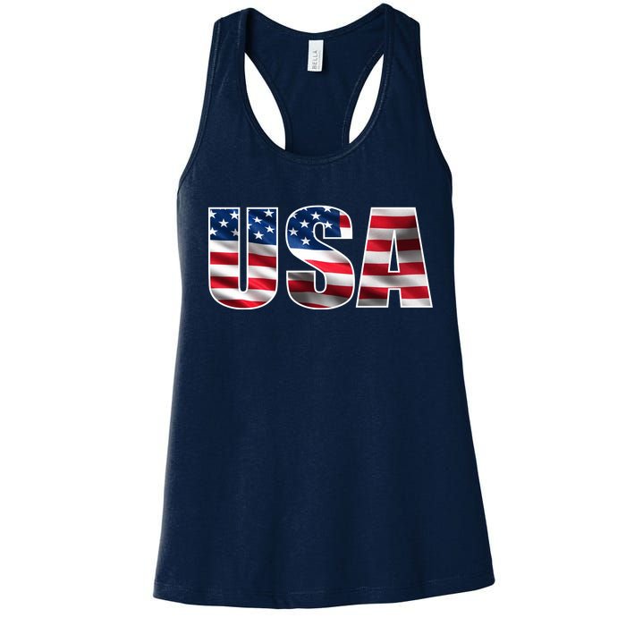 USA Flag Team Logo Women's Racerback Tank