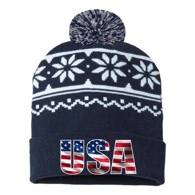 USA Flag Team Logo USA-Made Snowflake Beanie