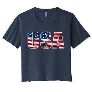 USA Flag Team Logo Women's Crop Top Tee