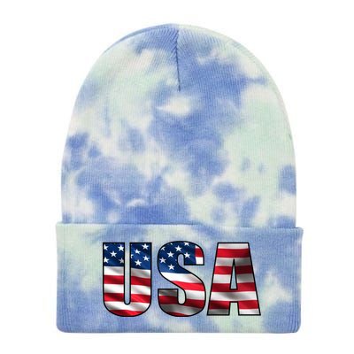 USA Flag Team Logo Tie Dye 12in Knit Beanie