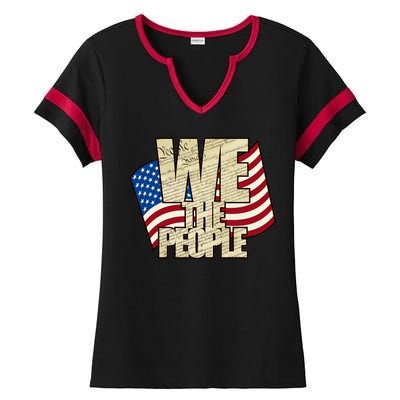 USA Flag: We The People Ladies Halftime Notch Neck Tee