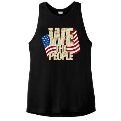 USA Flag: We The People Ladies PosiCharge Tri-Blend Wicking Tank