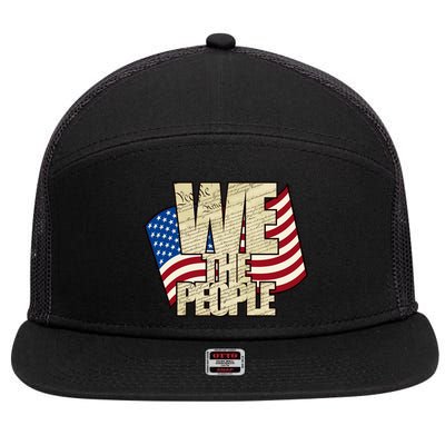 USA Flag: We The People 7 Panel Mesh Trucker Snapback Hat