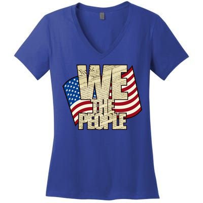 USA Flag: We The People Women's V-Neck T-Shirt