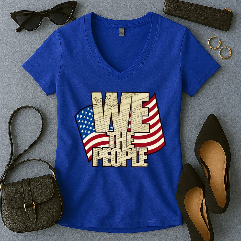 USA Flag: We The People Women's V-Neck T-Shirt