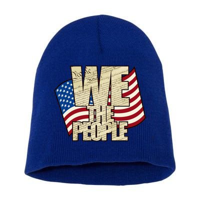 USA Flag: We The People Short Acrylic Beanie