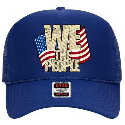 USA Flag: We The People High Crown Mesh Back Trucker Hat