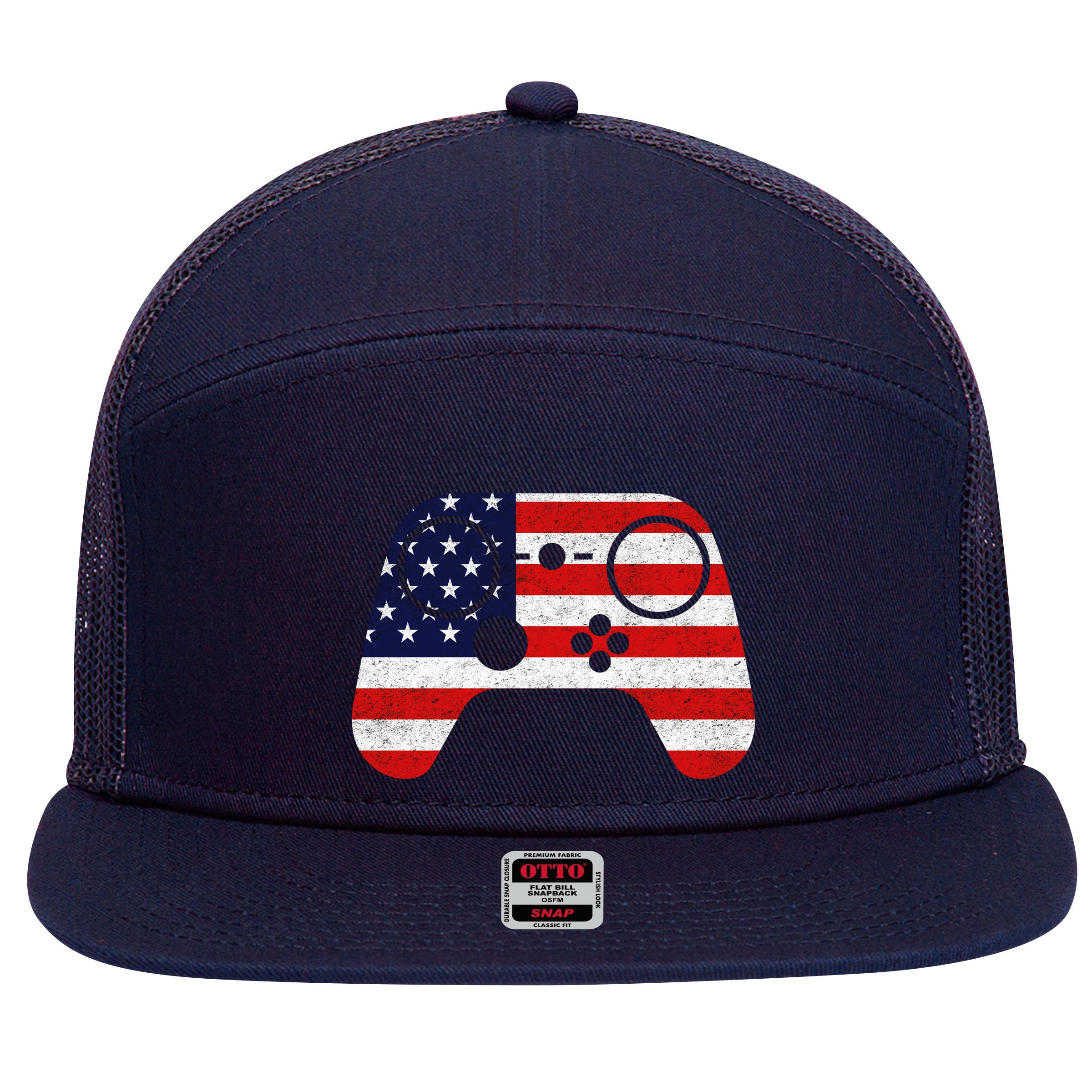 USA Gaming Controller  7 Panel Mesh Trucker Snapback Hat