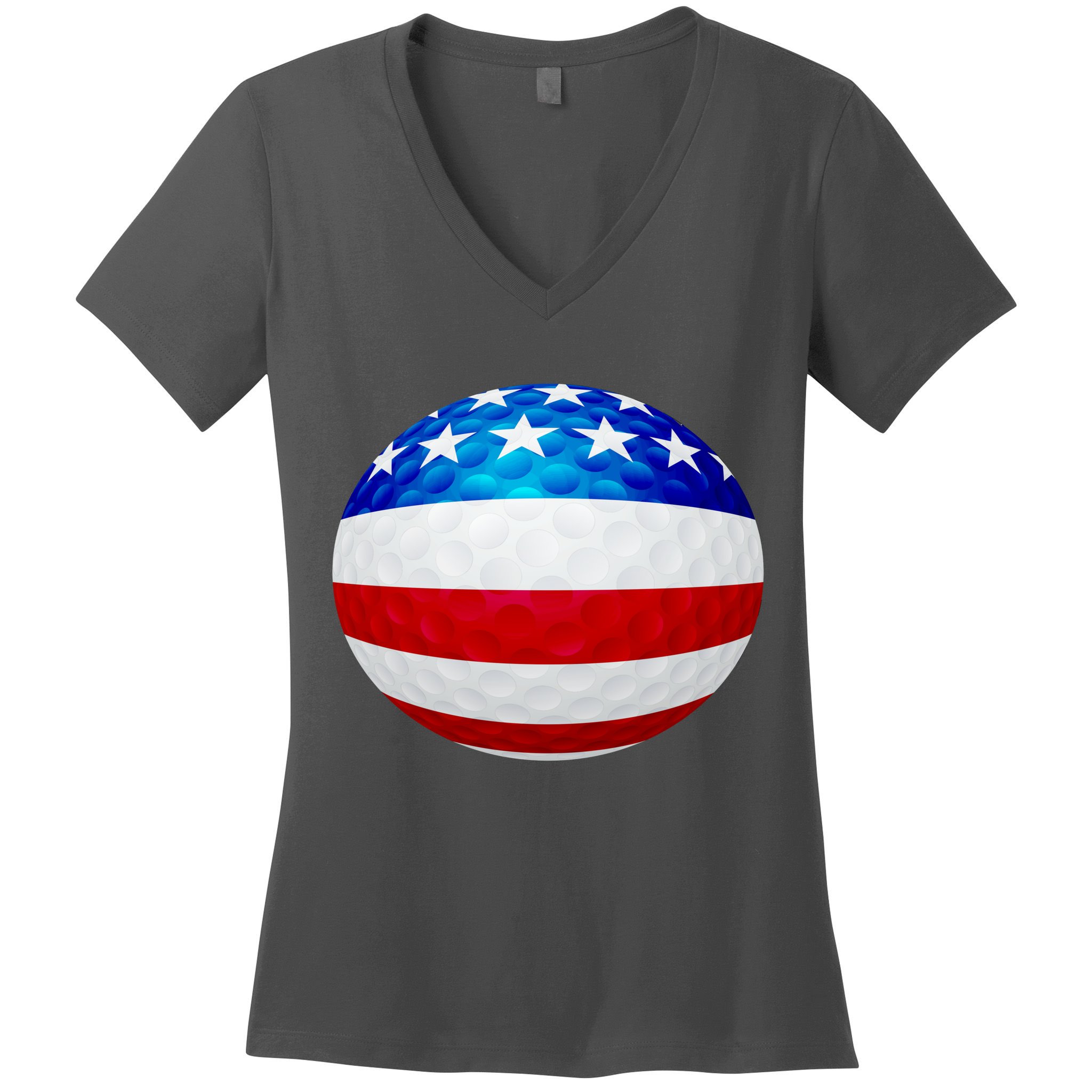 USA Golf Flag GolfBall Women's V-Neck T-Shirt
