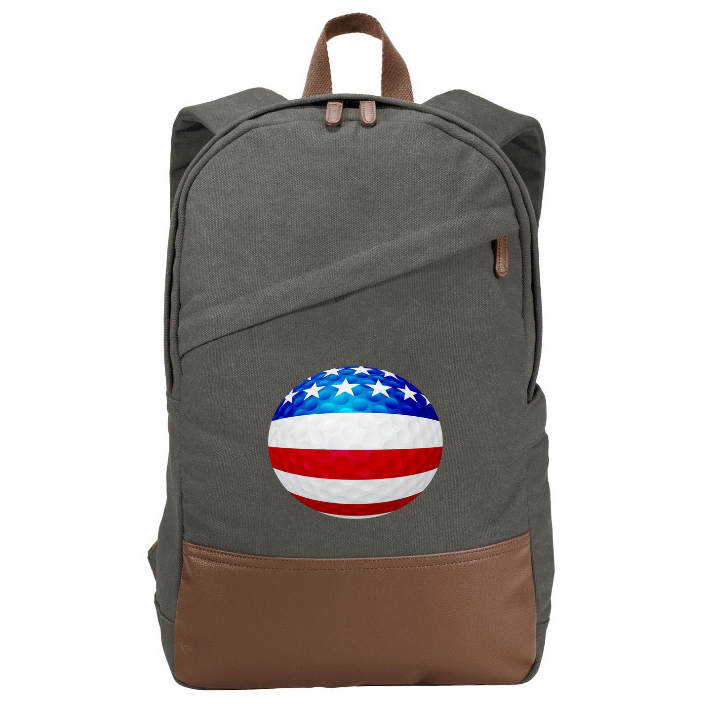 USA Golf Flag GolfBall Cotton Canvas Backpack
