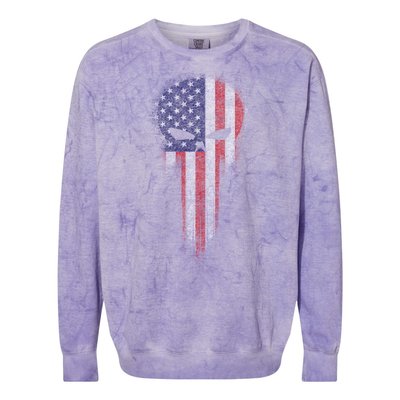 USA Grunge Skull Colorblast Crewneck Sweatshirt