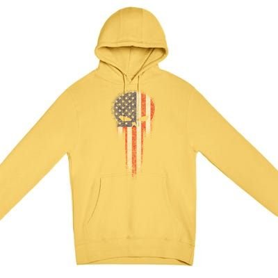 USA Grunge Skull Premium Pullover Hoodie