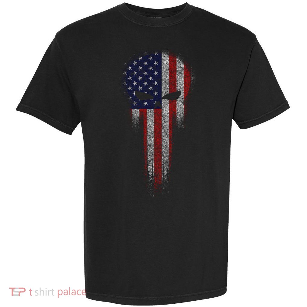 USA Grunge Skull Garment-Dyed Heavyweight T-Shirt