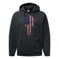 USA Grunge Skull Performance Fleece Hoodie