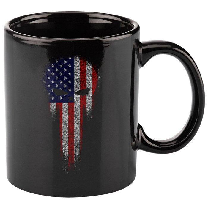 USA Grunge Skull 11oz C Handle Ceramic Mug