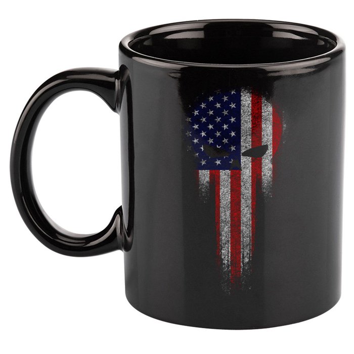 USA Grunge Skull 11oz C Handle Ceramic Mug