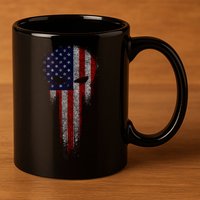 USA Grunge Skull 11oz C Handle Ceramic Mug