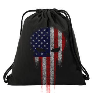 USA Grunge Skull Drawstring Bag