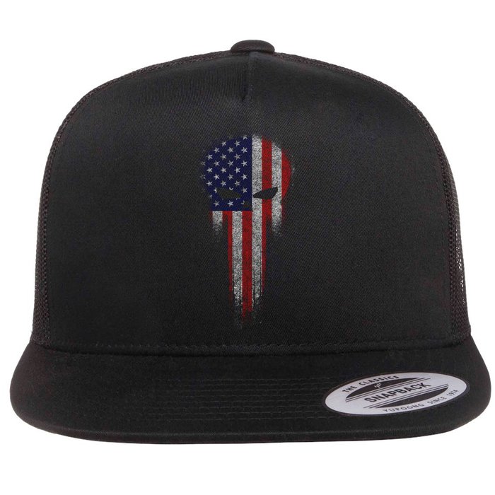 USA Grunge Skull Flatbill Hat