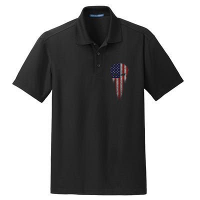 USA Grunge Skull Dry Zone Grid Polo