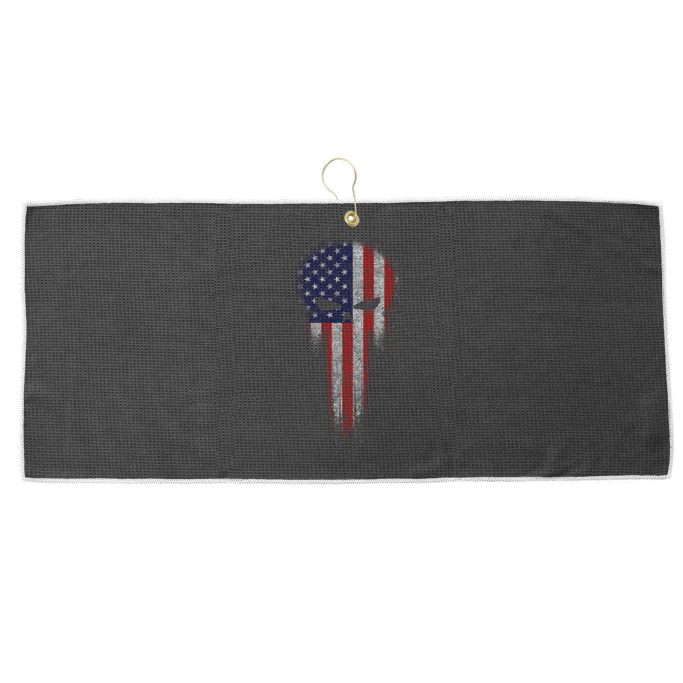 USA Grunge Skull Large Microfiber Waffle Golf Towel