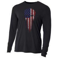 USA Grunge Skull Cooling Performance Long Sleeve Crew