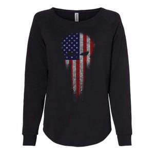 USA Grunge Skull Womens California Wash Sweatshirt