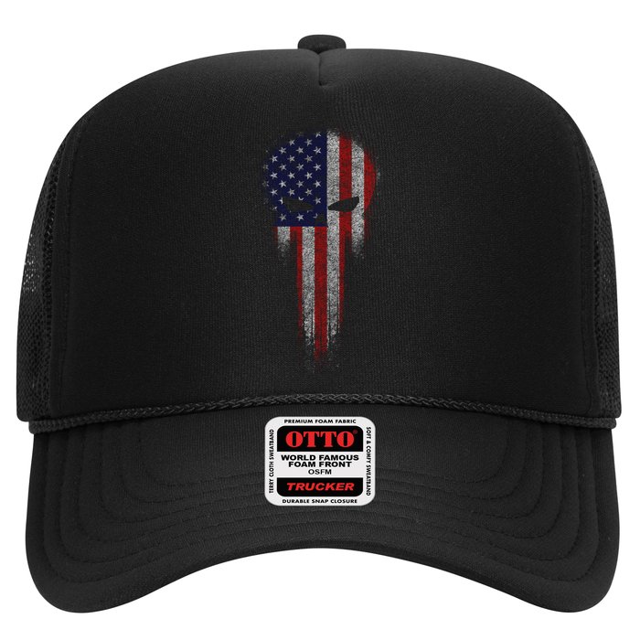 USA Grunge Skull Trucker Hat
