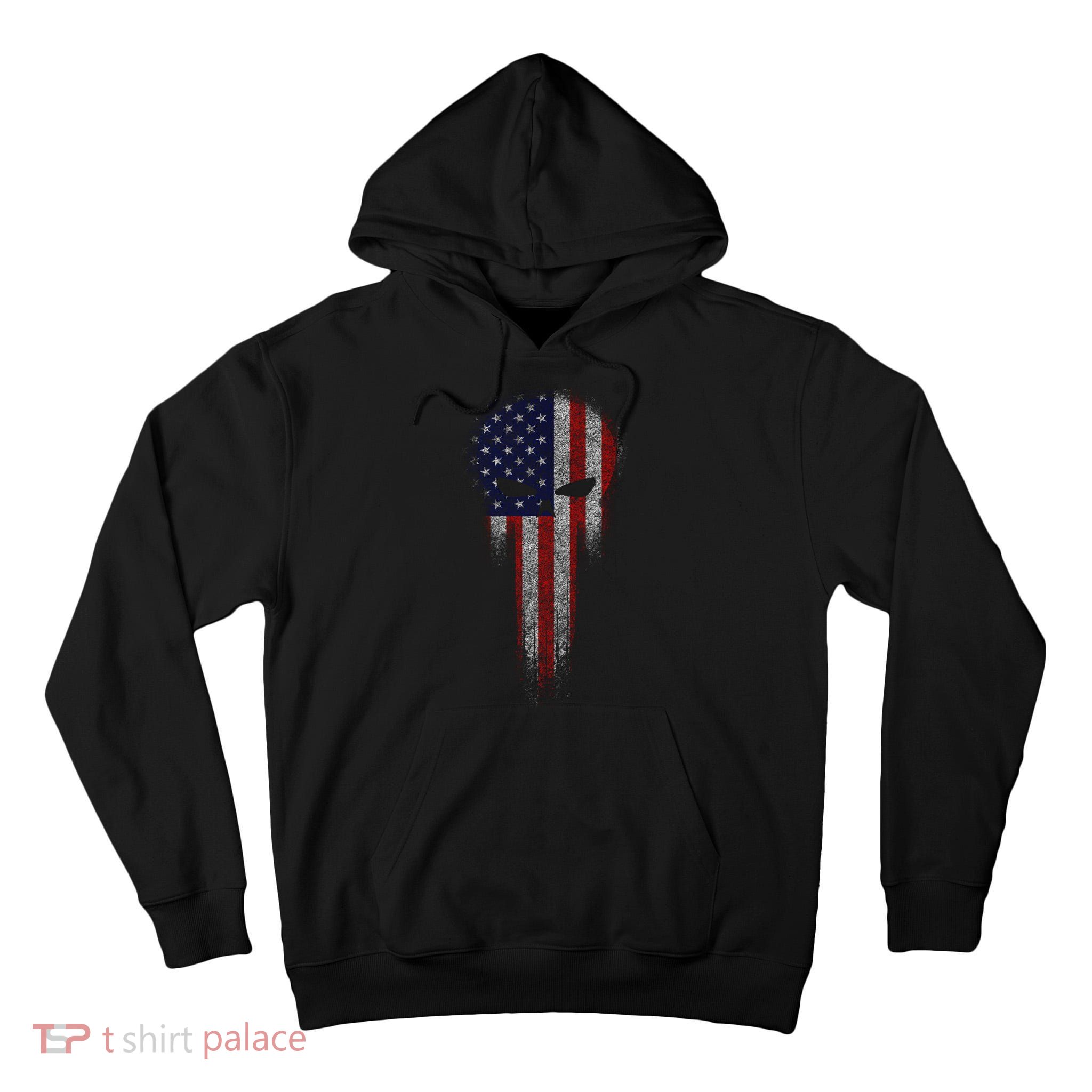 USA Grunge Skull Tall Hoodie