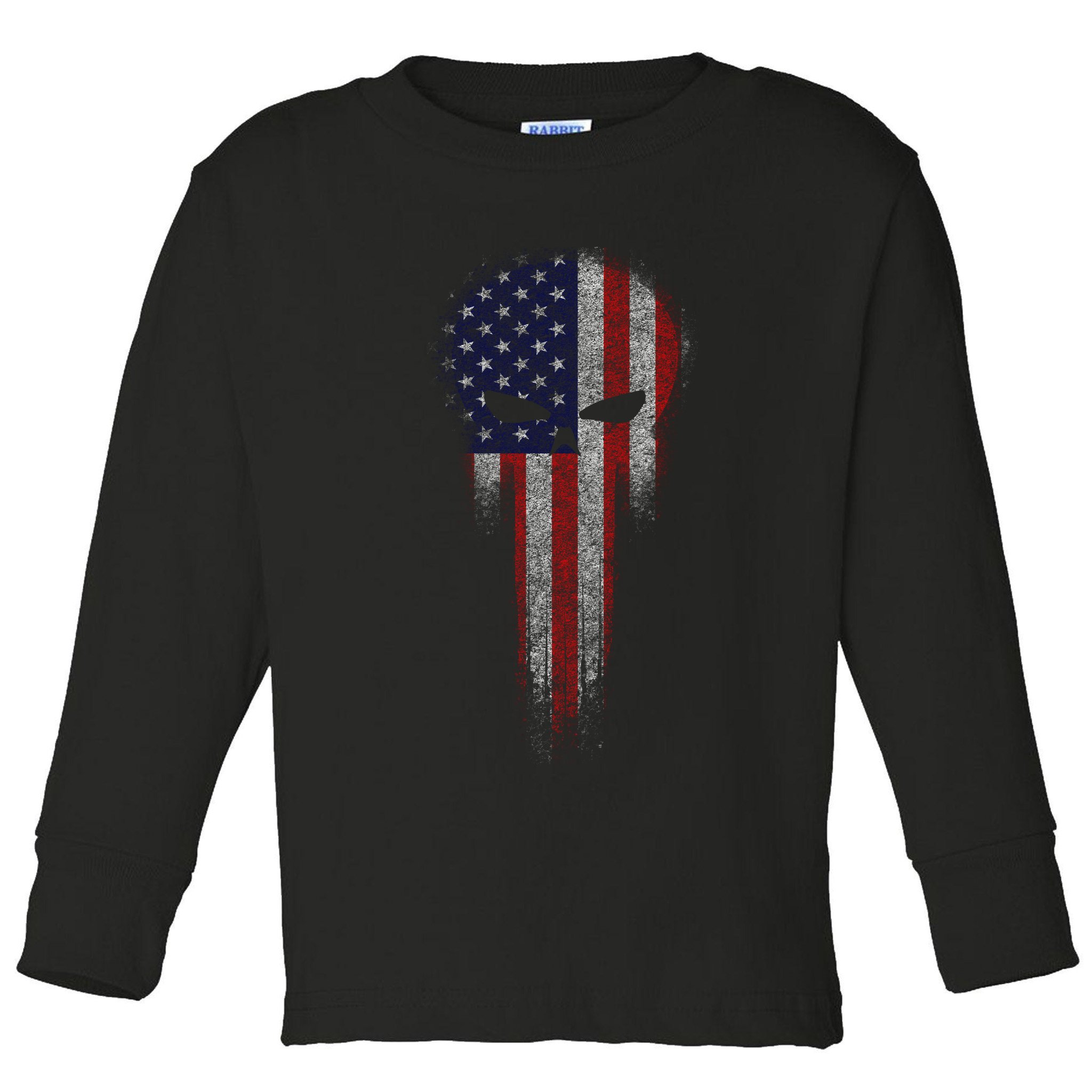USA Grunge Skull Toddler Long Sleeve Shirt