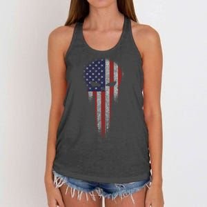 USA Grunge Skull Women's Knotted Racerback Tank