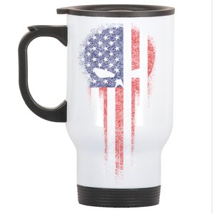 USA Grunge Skull Stainless Steel Travel Mug