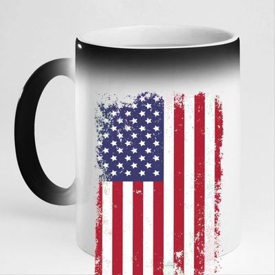 USA Grunge Vintage American Flag 11oz Black Color Changing Mug