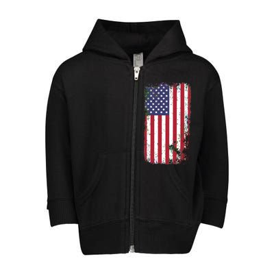 USA Grunge Vintage American Flag Toddler Zip Fleece Hoodie