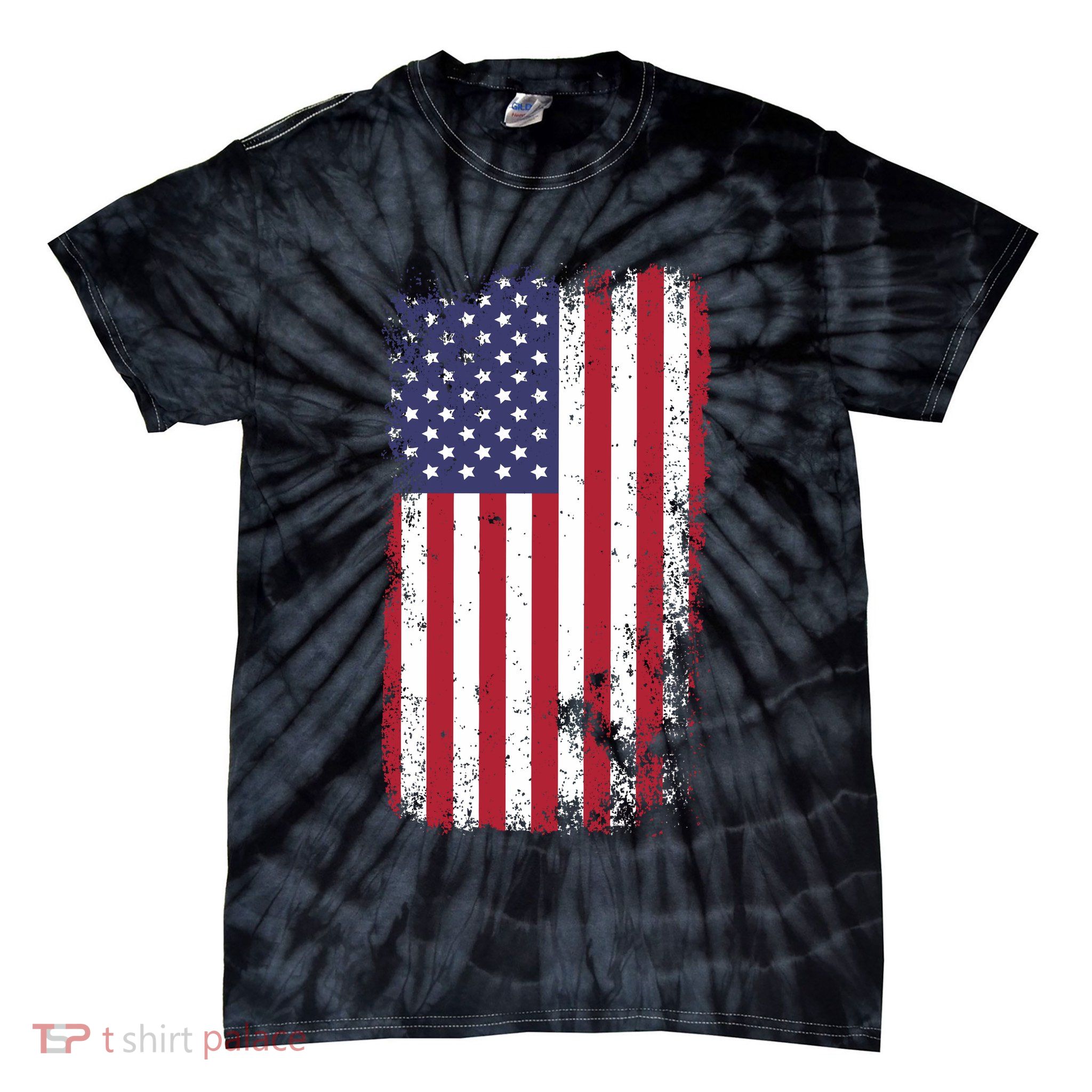 USA Grunge Vintage American Flag Tie-Dye T-Shirt