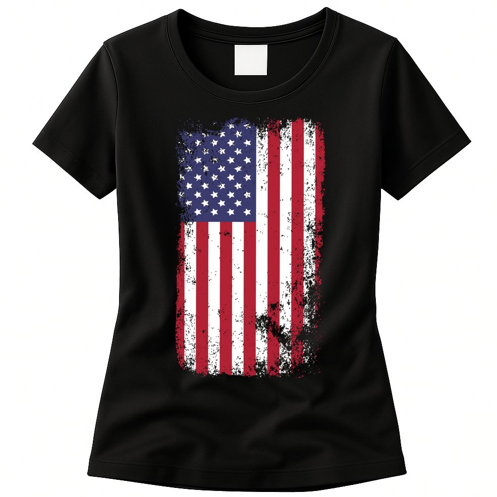 USA Grunge Vintage American Flag Womens T-Shirt