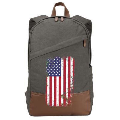 USA Grunge Vintage American Flag Cotton Canvas Backpack