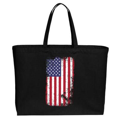 USA Grunge Vintage American Flag Cotton Canvas Jumbo Tote