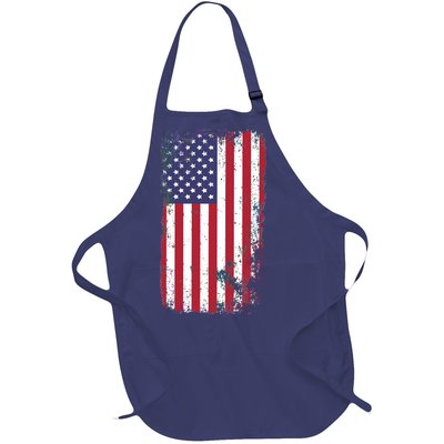 USA Grunge Vintage American Flag Full-Length Apron With Pockets