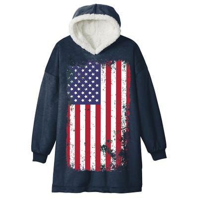 USA Grunge Vintage American Flag Hooded Wearable Blanket